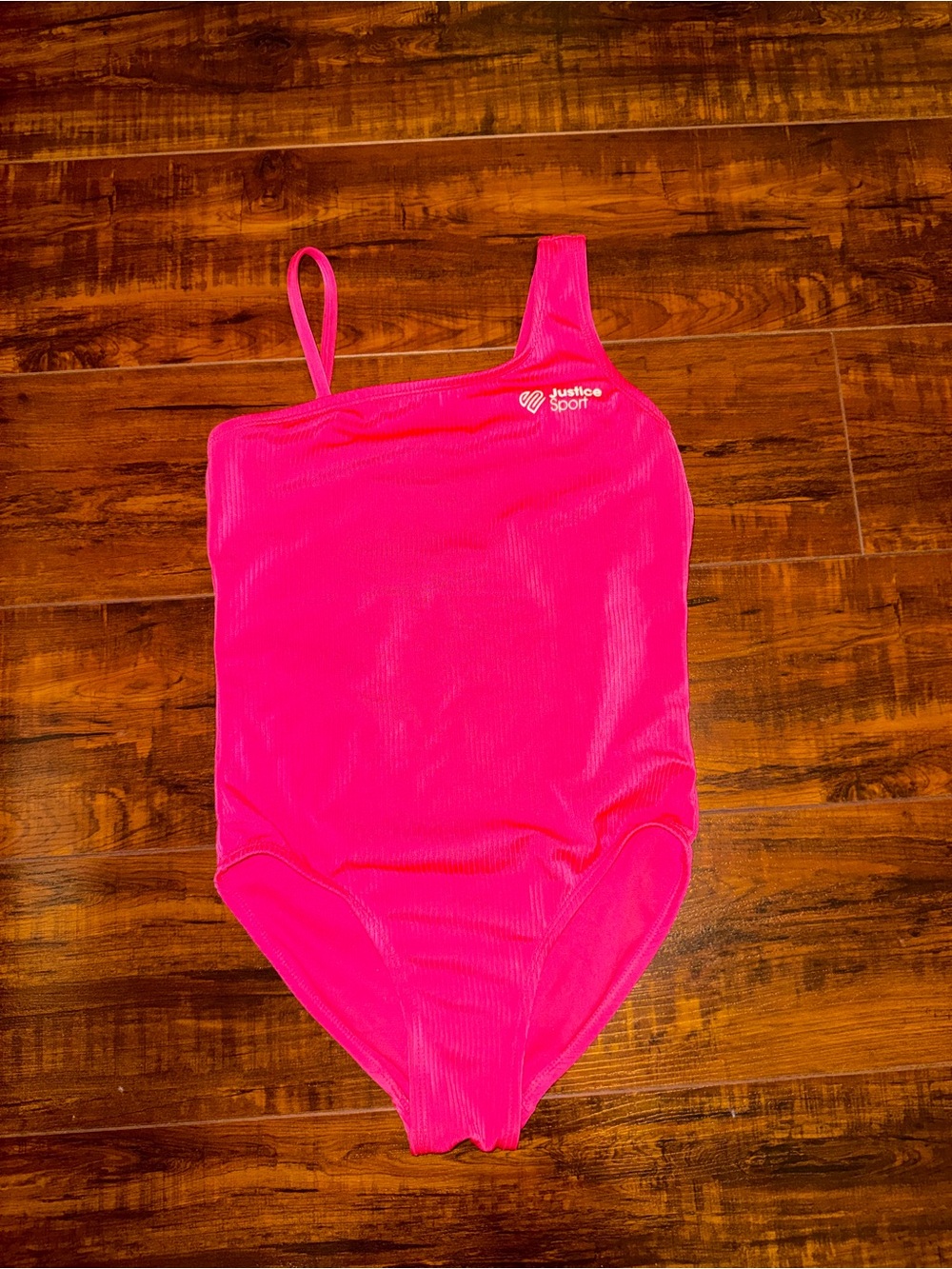 Justice Neon Pink One-Shoulder Girls' Swimsuit